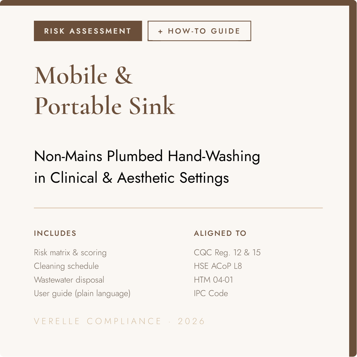 Mobile Sink Risk Assessment | Aesthetic Clinic Compliance Template